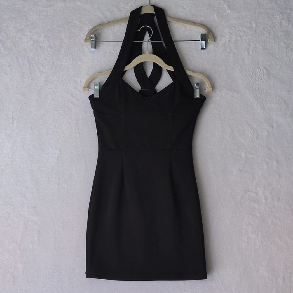 TOBI Junior's Black Strappy Cocktail Bodycon Mini Dress Size M